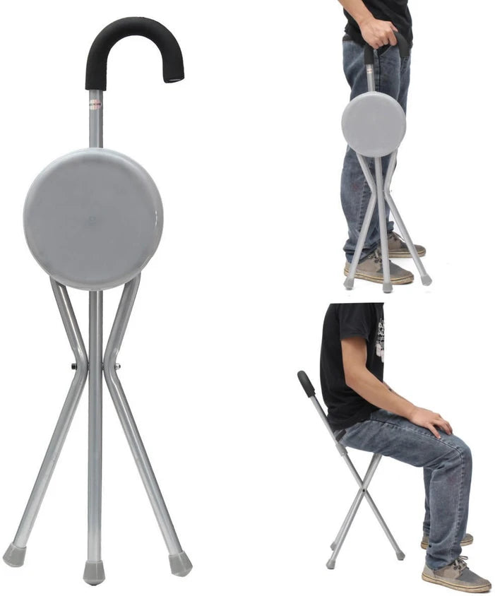 Foldable Walking Stick With Seat