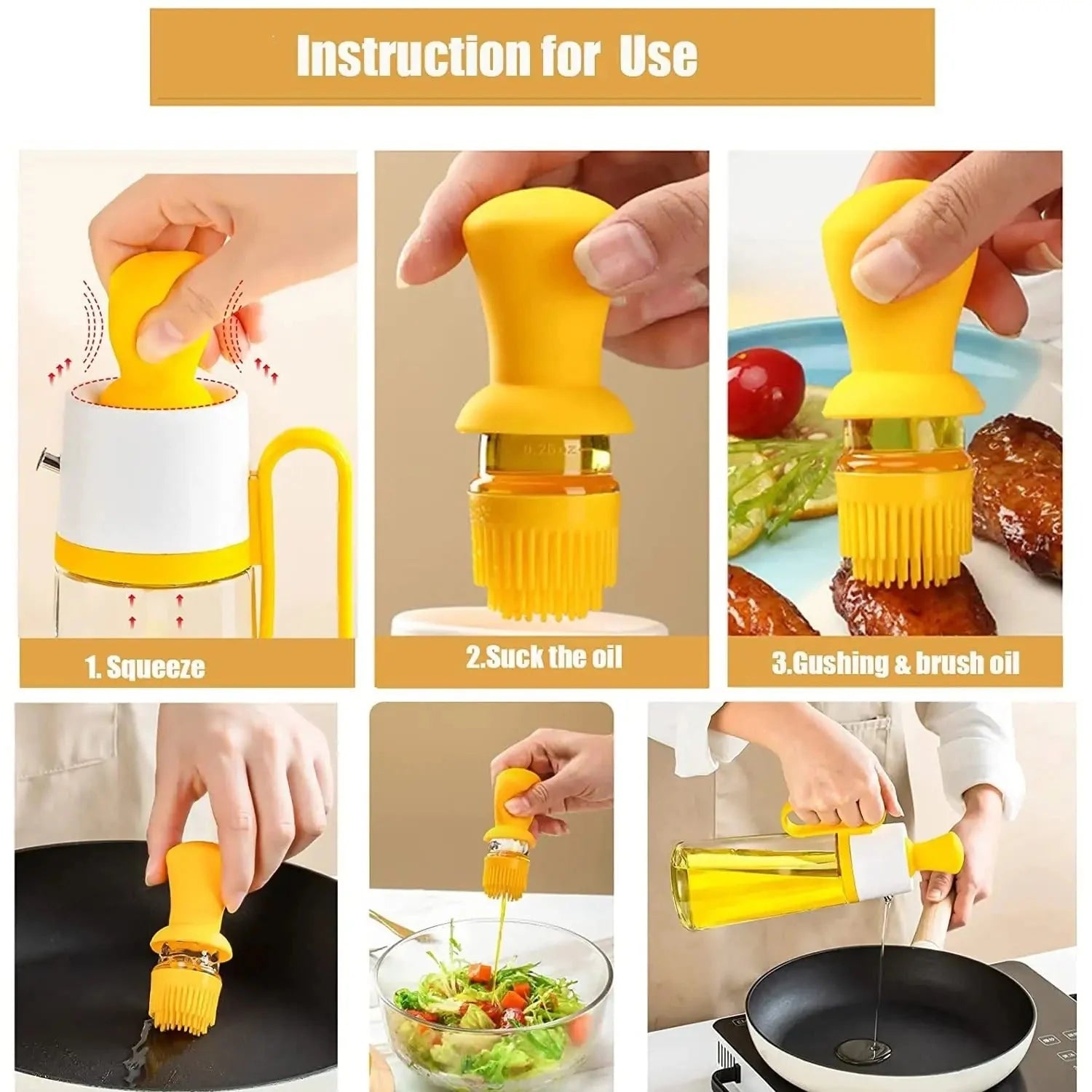 3 in 1  Oil Dispenser With Brush