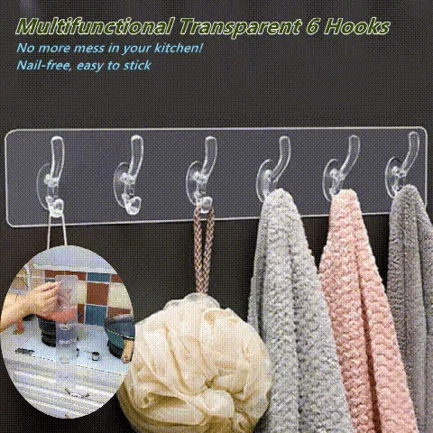 MULTIFUNCTIONAL TRANSPARENT 6 HOOKS
